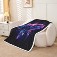 thumbnail image 2 of Whale Throw Blanket,Glitter Starry Sky Galaxy Bed Blanket ,Undersea World Ocean Animal Marine Life Fleece Blanket,Blue Black Fuzzy Blanket,40 x 50 Inches, 2 of 6