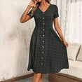 thumbnail image 5 of PFRNLF Summer Dresses for Women Short Sleeve Casual V Neck Swing Button Down Flowy Dress, 5 of 6