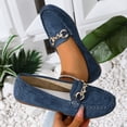thumbnail image 3 of Yungyresw Casual Slip On Loafers For Women Soft Upper Moc Toe Flat Walking Shoes Fall Winter Outdoor Low Top Fashion Office Shoes Blue 38, 3 of 6