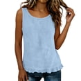 thumbnail image 6 of PNTUTB Stylish Women's Sleeveless Tops Casual Solid-Color Crew-Neck Tank Tops Lace-Hem Tank Tops with Back Tie Simple Versatile Loose Tank Tops, 6 of 6