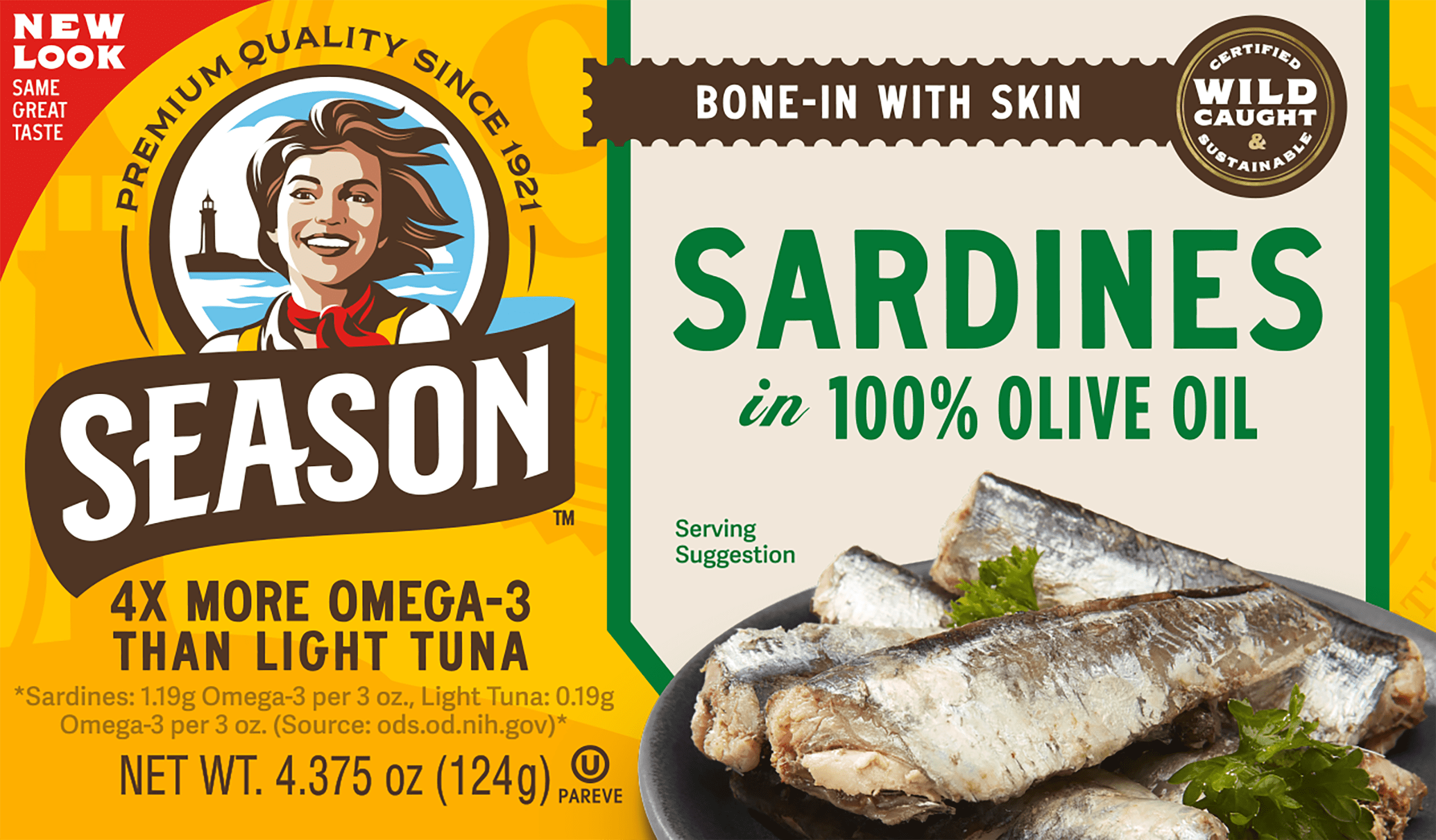 Season Sardines in Olive Oil, Salt Added, 4.375 oz Can