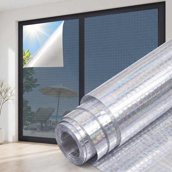 Heat Control Window Film, UV Blocker Window Tint, Privacy Glass Cover, Static Cling Anti Glare Film 17.5 x 78.7 Inch