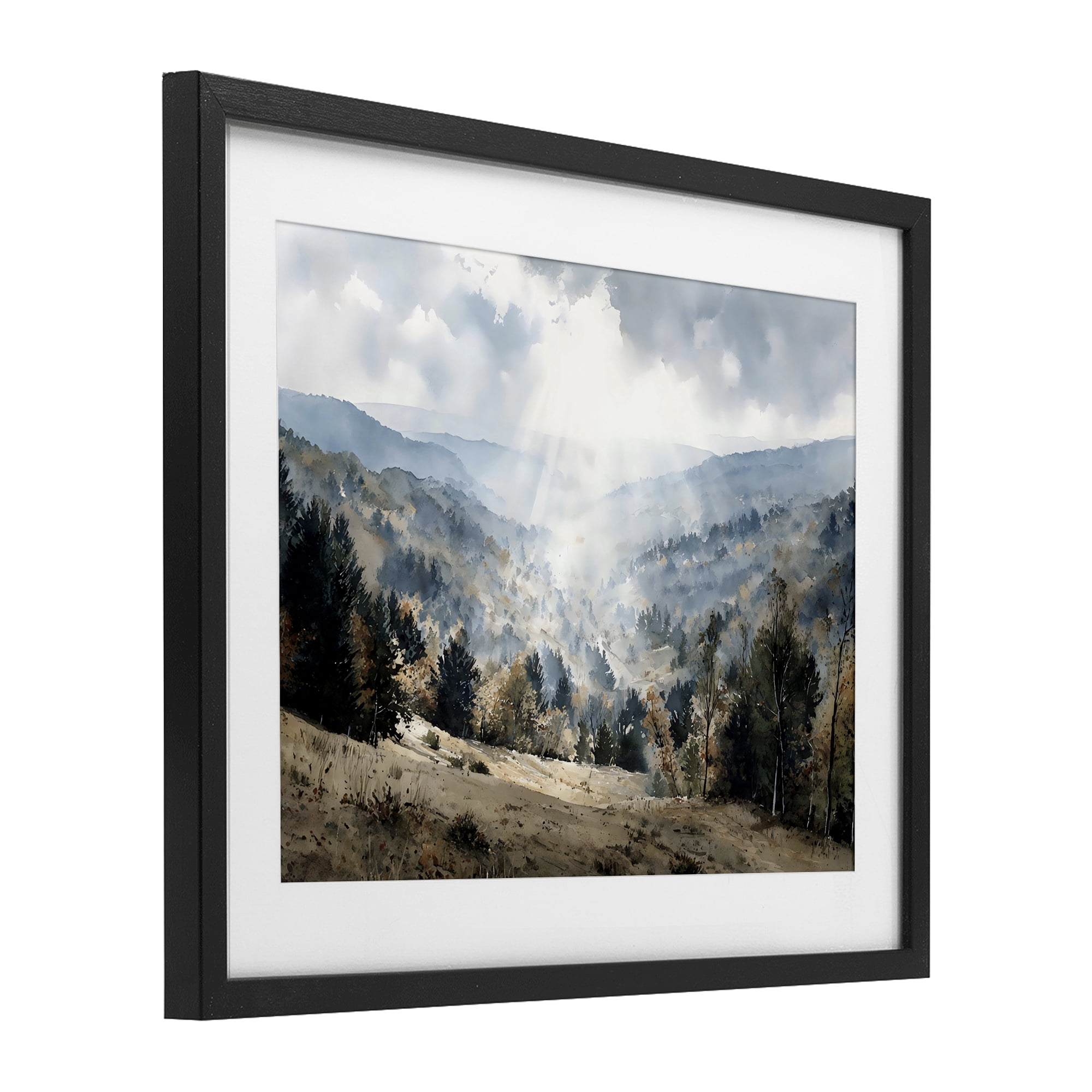 Stupell Industries Sunlit Fall Valley Beams Black Framed Print Under Glass, design by Franklyn Gregory