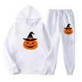 thumbnail image 3 of 2 PC Sweatsuit Set for Women Plus Size Halloween Cute Graphic Hoodie Sweatshirt Matching Sweatpants Tracksuit Casual Set,Red 3,2XL, 3 of 3