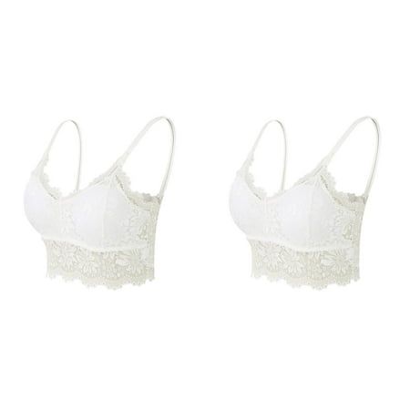 2 Pack Women Plus Size Vest Crop Wire Bra Lingerie V Neck Underwear Lingerie Without Chest Pad S3XL Milk Cups for Bra Womens Bras No Underwire Padded Strap Less Bra Small Bra High Support Bras for