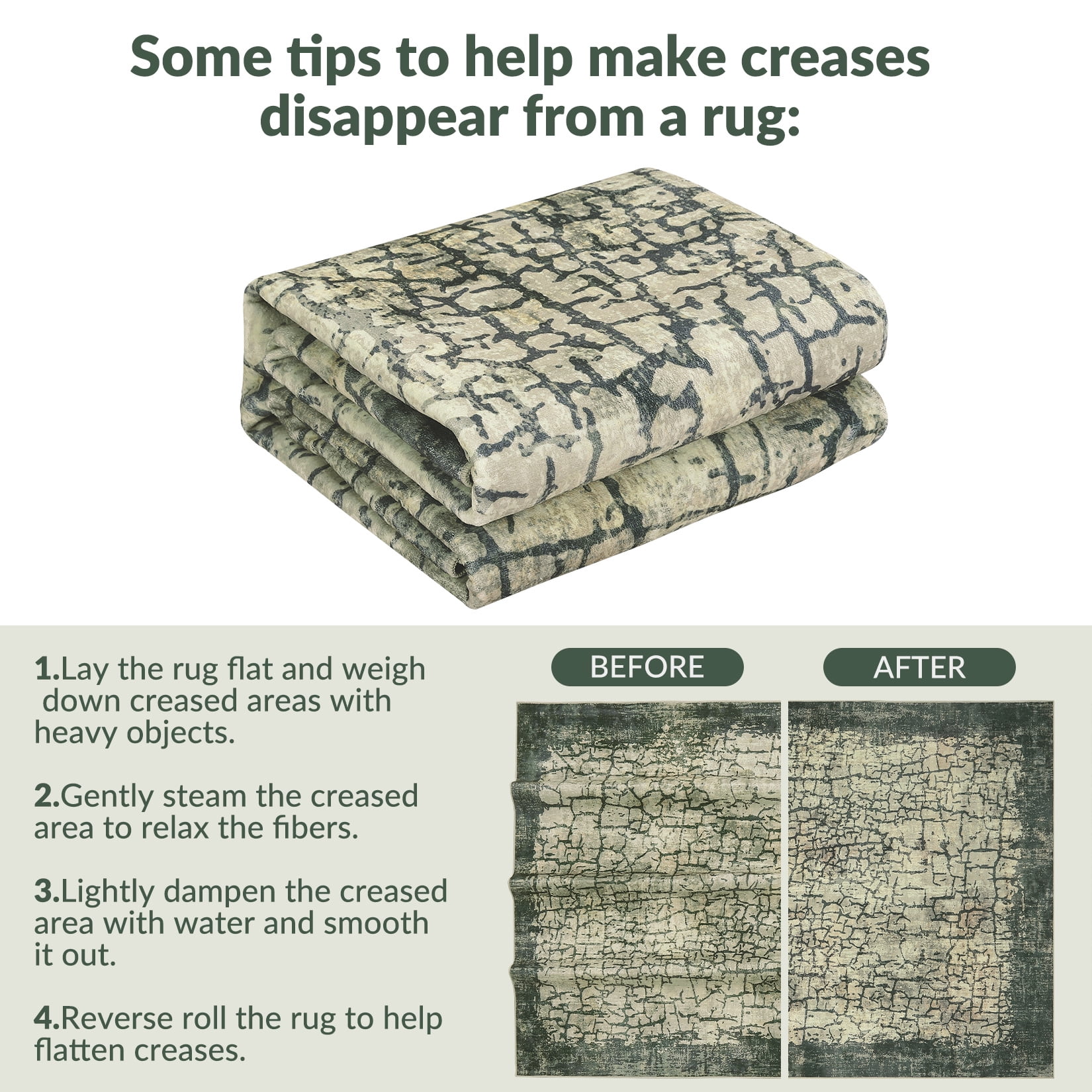 Hasoo 8' x 10' Area Rug for Living Room Abstract Non Slip Indoor Carpet, Green