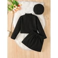 thumbnail image 4 of Mikrdoo Big Girls New Years Outfit Mandarin Collar Coat Buttons Skirts Beret Princess Skirt Set for Photo Shoot 7-8 Years,Black, 4 of 9