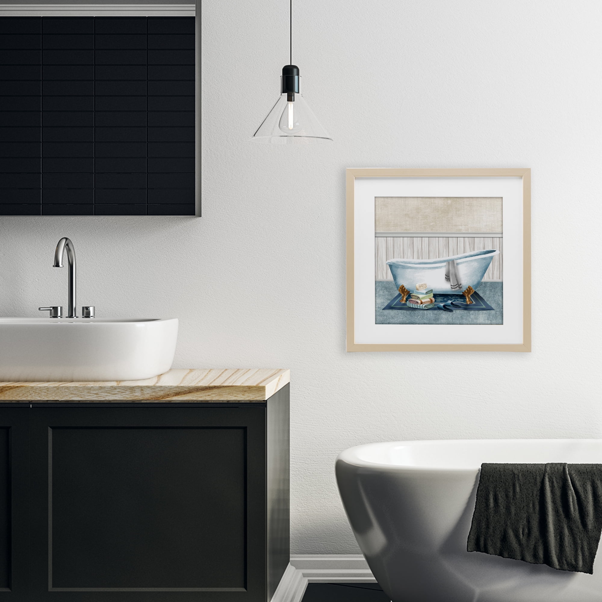 Stupell Industries Cozy Clawfoot Bathtub Spa Birch Framed Print Under Glass, design by Conrad Knutsen