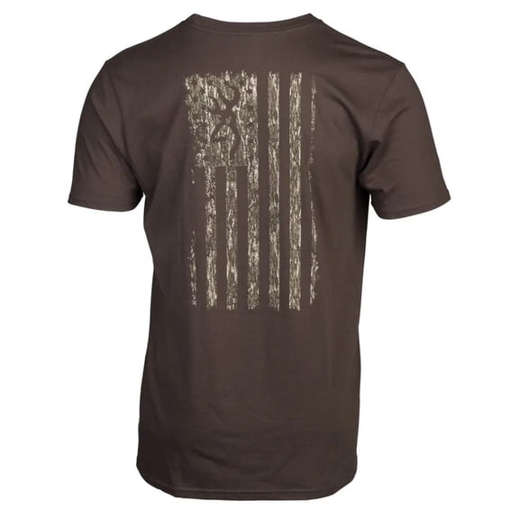 Browning Men's Camo Flag Graphic Logo T-Shirt Bottomland/Brown Medium