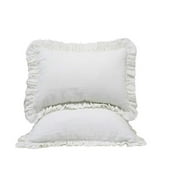 The Great American Store Premium Collections 600 Thread Count Solid 100% Cotton Decorative Set of 2 Ruffle Pillowshams (Euro 12 x 12, White)