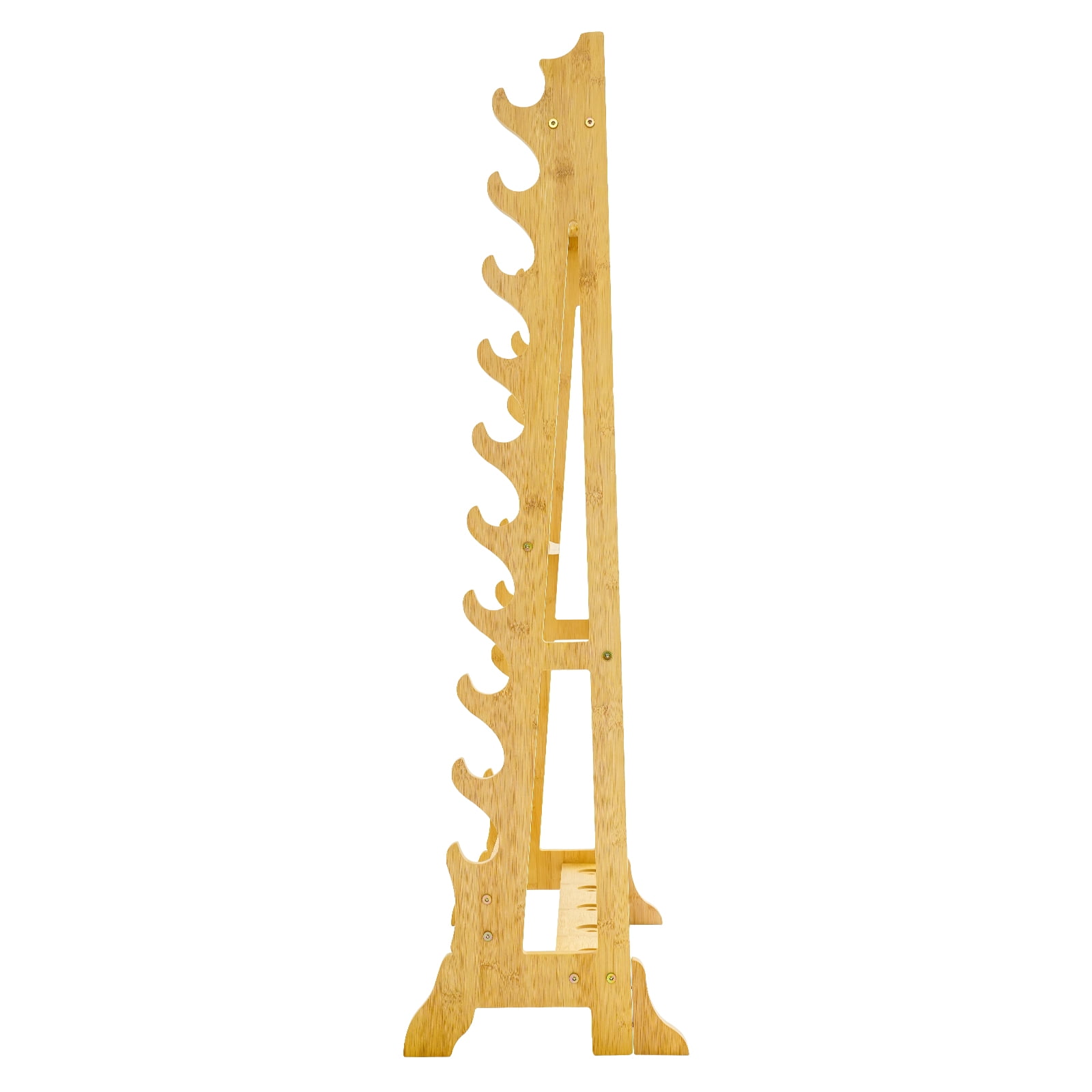 Log Color Katana Sword Stand,10 Tier Sword Display Floor Stand,5 Spear Holes Bamboo Samurai Katana Stand Holder,Sturdy Sword Rack Floor Stand | Martial Arts Anime Shelves Sword Hangers