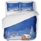 thumbnail image 1 of Juego de Ropa de Cama ABPHQTO 3 Piezas Escena Azul Invierno Noche Pueblo Montañas Nieve Árbol Navidad Funda nórdica 2 fundas almohada, 1 of 1