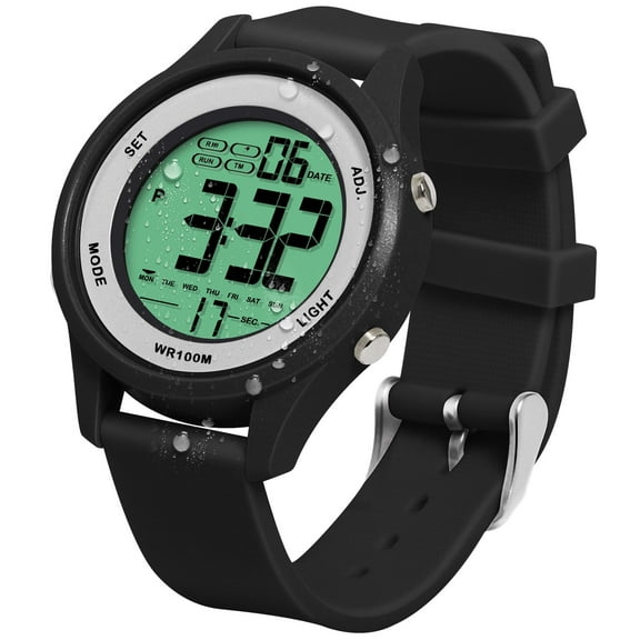 Boys' Sports Watch 10 ATM Waterproof for Swimming and Diving with Alarm, Stopwatch, Timer, Countdown, Dual Time Zone, Calendar, Backlight, 12 or 24 Hours Format,Silicone Band