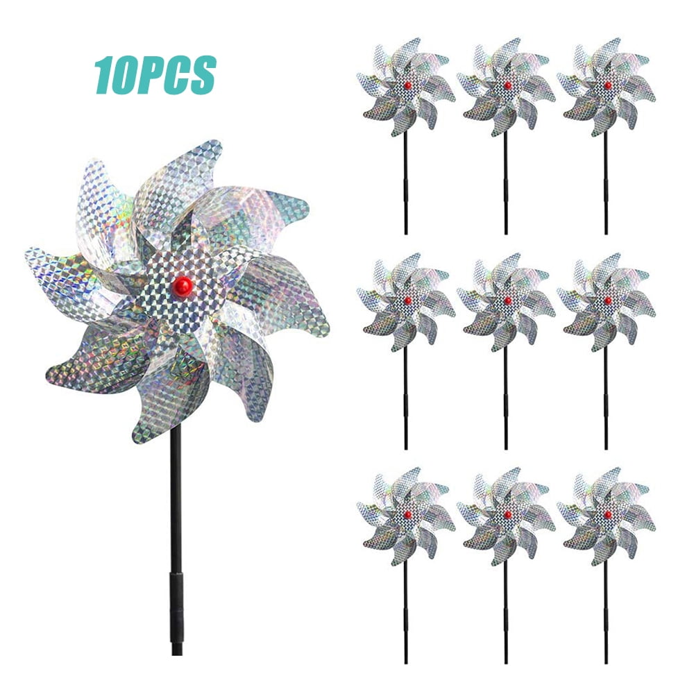 10Pcs Bird Repellent Pinwheel Reflective Sparkly Pin Wheels Protect