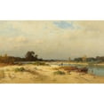 thumbnail image 3 of Josef Willroider 18x13 Black Modern Framed Museum Art Print Titled - Bavarian River Landscape with Women Gathering Wood, 3 of 5