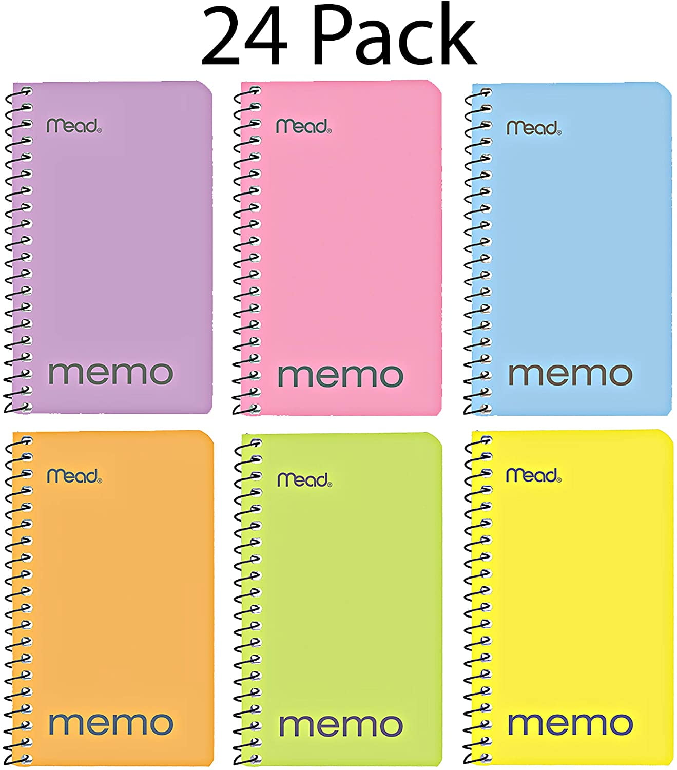 Mead Small Notebook, 24 Pack of pocket notebook 3x5 " College Ruled