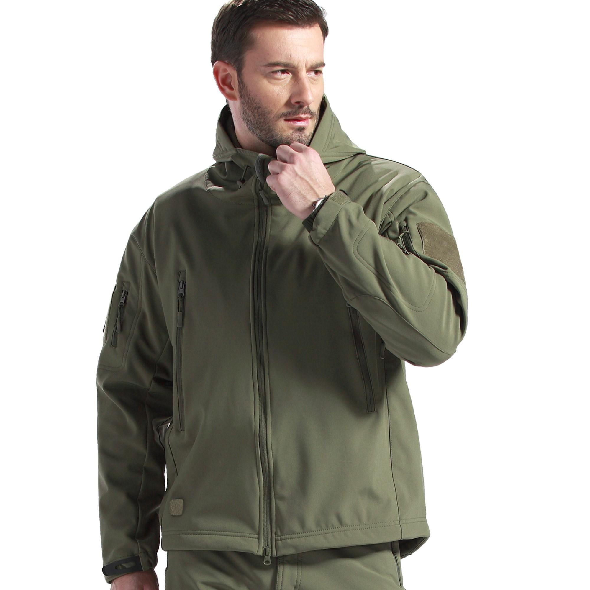 FREE SOLDIER Mens Outdoor Waterproof Soft Shell Hooded Military Tactical Jacket