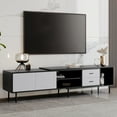 thumbnail image 4 of 71" Modern TV Stand for 80" TVs - Black & Grey Media Console with 2 Soft-Close Cabinets, Entertainment Center with Open Shelving & Cable Management, 4 of 15