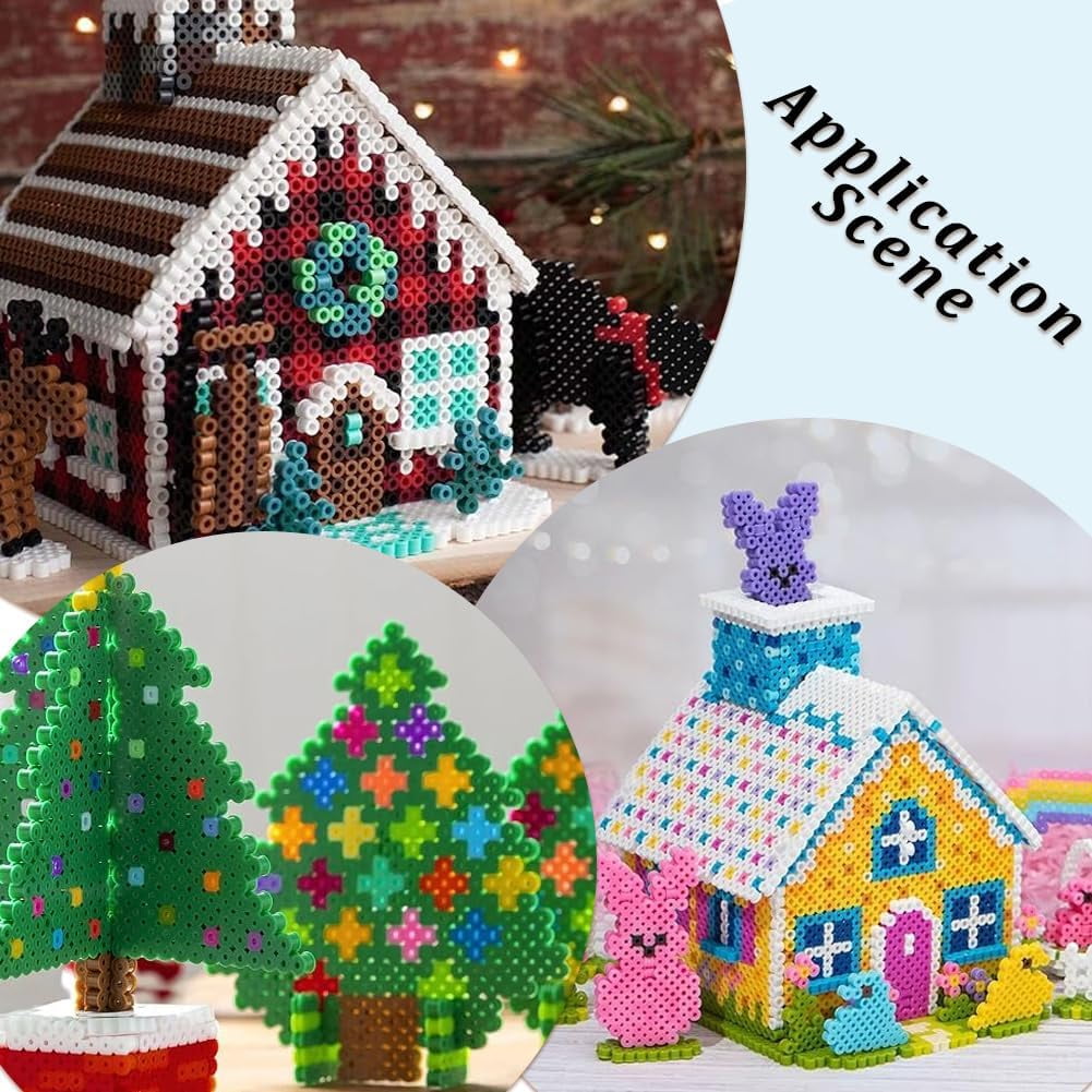 1 Box 24 Colors 4300Pcs Beads Kit 5mm Melting Beads with Pegboards Ironing Paper Chain Accessories 1000Pcs Black and White Beads Refills for DIY Crafts Christmas Birthday Gifts DIY