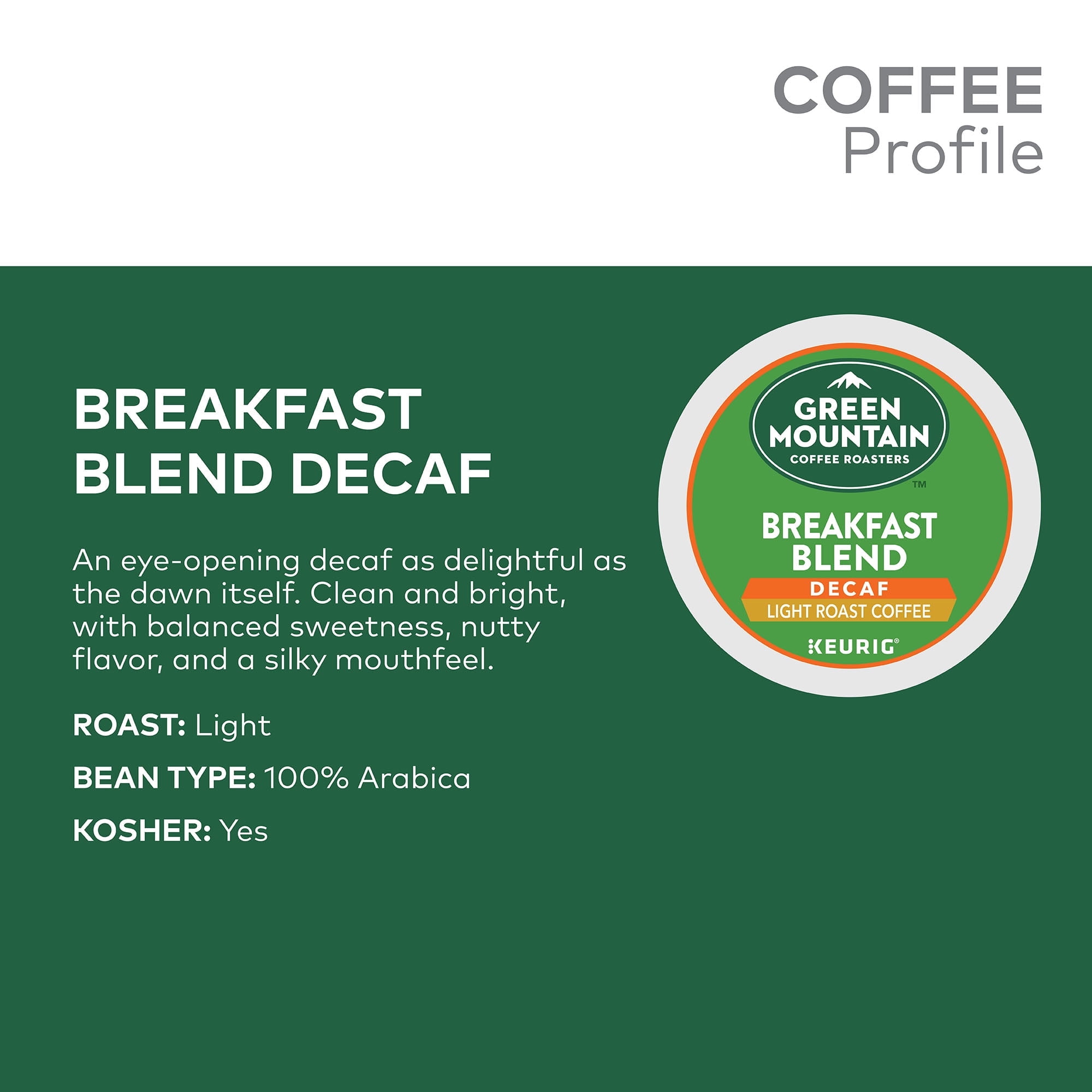 Keurig Green Mountain Coffee Roasters Breakfast Blend Decaf K Cup Pods 48 Count Walmart