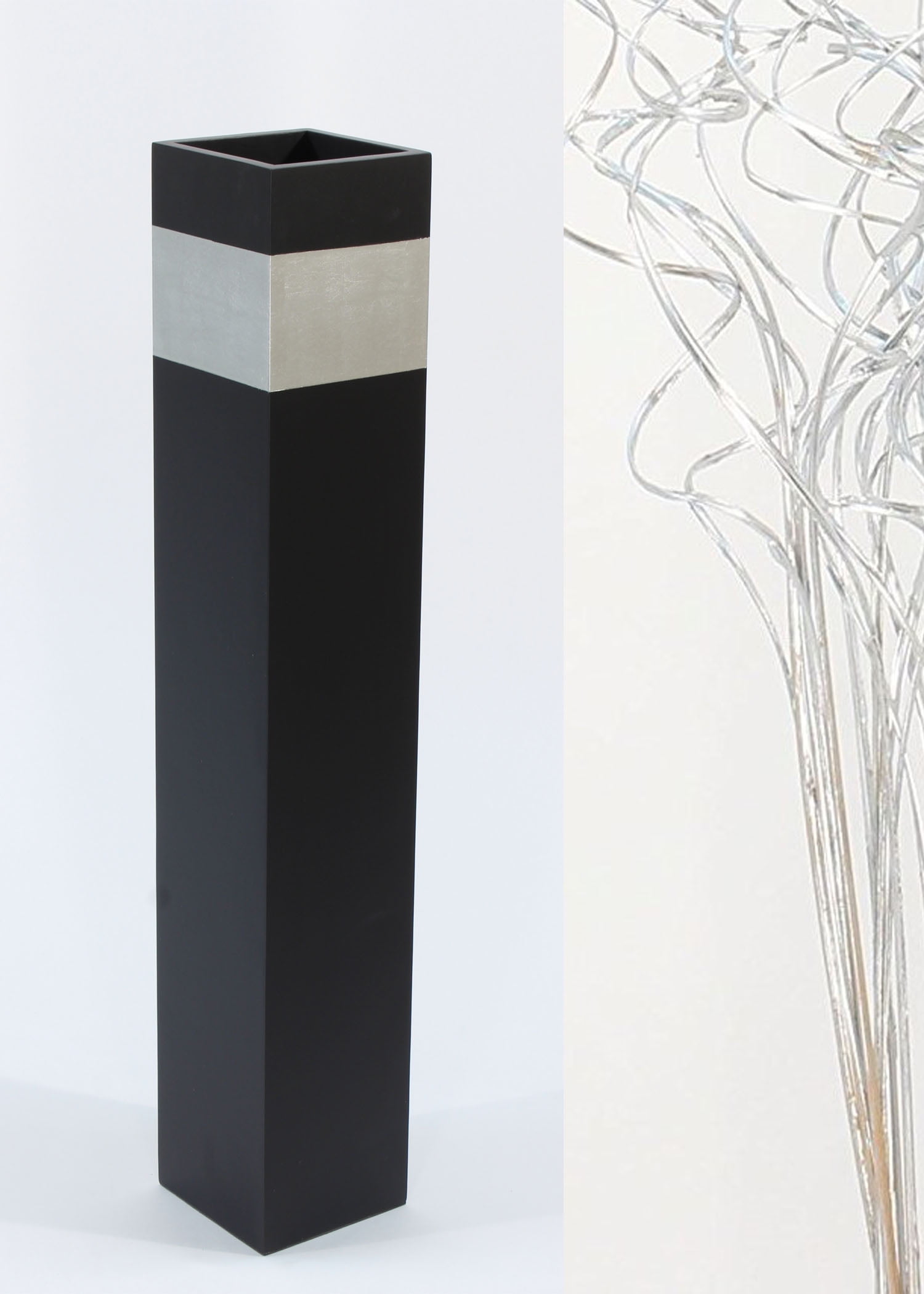 Green Floral Crafts 28" Tall Square Black Floor Vase