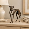 thumbnail image 2 of BingTong Heart Sighthound Sculpture Vintage Dog Sculpture with Hanging Heart Charm,Antique Bronze Finish Iron Greyhound Figurine,Rustic Animal Decor for Bookshelf Mantel Console Table,C, 2 of 6