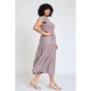 Solid Flutter Sleeve Tiered Tea Length Dress | 4 Colors | S-3X