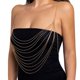 thumbnail image 3 of Verano playa multicapa cuerpo cadena bikini metal arnés cruz bralette Ches, 3 of 5