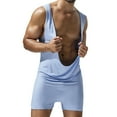 thumbnail image 2 of hotojiny Mens One Piece Pajamas Jumpsuit Soft Comfy Adult Pj Underwear Stretchy Athletic Supporters Singlet Romper Loungewear, 2 of 6