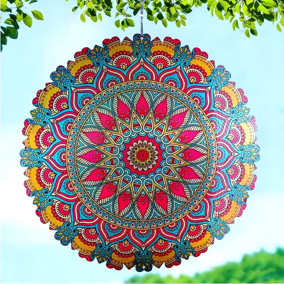 Wind Spinners Mandala, 12In Laser Cut Stainless Steel Hanging Wind Spinners for Yard and Garden, 3D Kinetic Wind Sculptures & Spinners, Yard Spinners Outdoor Garden Decor Yard Art