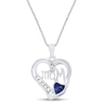 thumbnail image 3 of AFFY Sapphire & White Diamond Accents MOM Heart Pendant Pendant Necklace in 925 White Gold Over Sterling Silver, 3 of 5