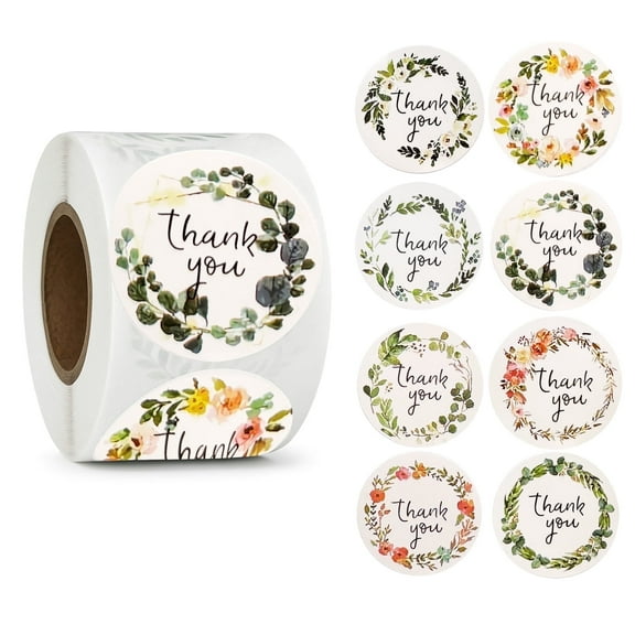 ALFEUND 500 pcs 1.5 inch Round Thank You Stickers Roll, Premium Adhesive Labels for Small Business, Packaging, Gifts, Envelopes,Express Gratitude, Ideal for Customers,Durable