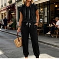 thumbnail image 6 of Maqroz Summer Outfits for Women 2 Piece Sleeveless Hooded Tank Tops Drawstring Jogger Sweatpants Casual Athletic Activewear Muscle Shirts Matching Tracksuits Sets, 6 of 9