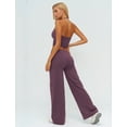 thumbnail image 2 of IBTOM CASTLE Womens Workout Sets 2 Piece Spaghetti Straps Crop Top Straight Leg Yoga Pants Yoga Pilates Outfits Deep Purple, 2 of 7
