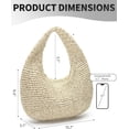 thumbnail image 6 of Herald Handmade Crescent Straw Bag for Women, Summer Beach Hobo Raffia Woven Underarm Shoulder Handbag Purse Tote, 6 of 7