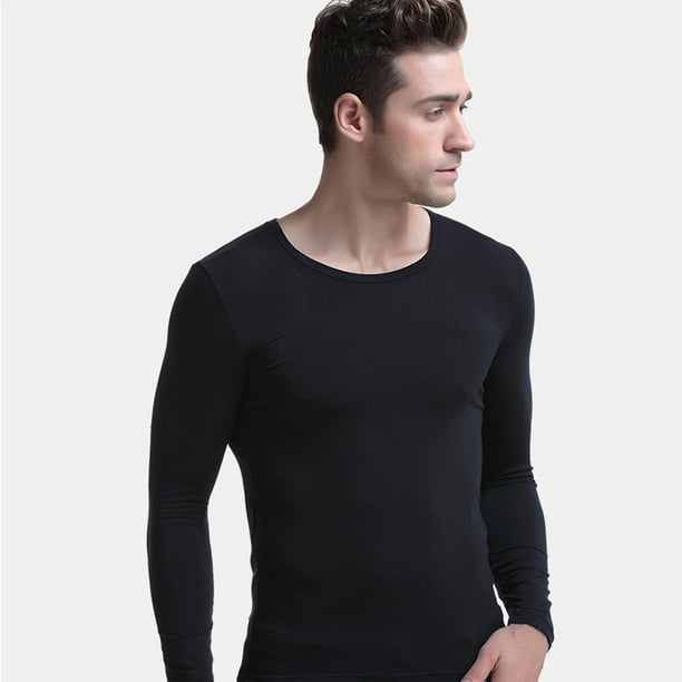 Underwear Thermal Men Warm Soft Villose Tight Colorful Skin-Friendly  Baselayer Warming Dress Villose Daily Winter Clothes Autumn Inside  All-Match Black L 