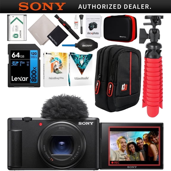 Sony ZV-1 II Vlog 20.1MP Digital Camera with Deco Gear Case, Black