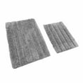 thumbnail image 2 of 2 Piece Bath Mat Set - Light Silver Solid Striped Bathroom Mat Soft Plush Thick, 2 of 5