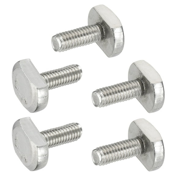 M6x16mm T Slot Bolts 304 Stainless Steel Drop-in Bolt T Shape Stud Sliding Screw, Silver 5 Pcs