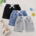 thumbnail image 2 of DXOUPM Boy Shorts 3 Pack Soft Cotton Summer Pants Casual Trouser with Pockets and Drawstring, 2 of 3