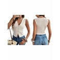 thumbnail image 2 of Women'S Sleeveless Knit Vest Top Business Casual Button Up Work Blazer Vests Waistcoat L, 2 of 9