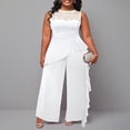 thumbnail image 2 of AURA Women Plus Size Jumpsuit Sleeveless Lace Trim High Waist Straight Leg Casual Work Outfit, 2 of 4