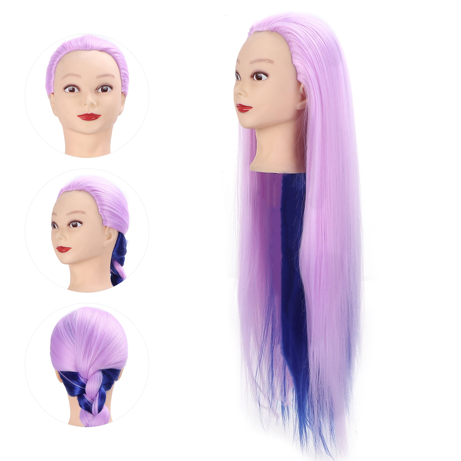 Zerodis Hairdresser Practice Head,Long Hair Mannequin Head Hairdresser  Practice Training Head Cosmetology Manikin Doll Head (Purple  Blue),Cosmetology Manikin Head 