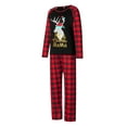 thumbnail image 4 of Elippeo Family Matching Christmas Pajamas, Letter  Deer Head Print Long-Sleeved Tops + Plaid Trousers Sleepwear Outfits, 4 of 10