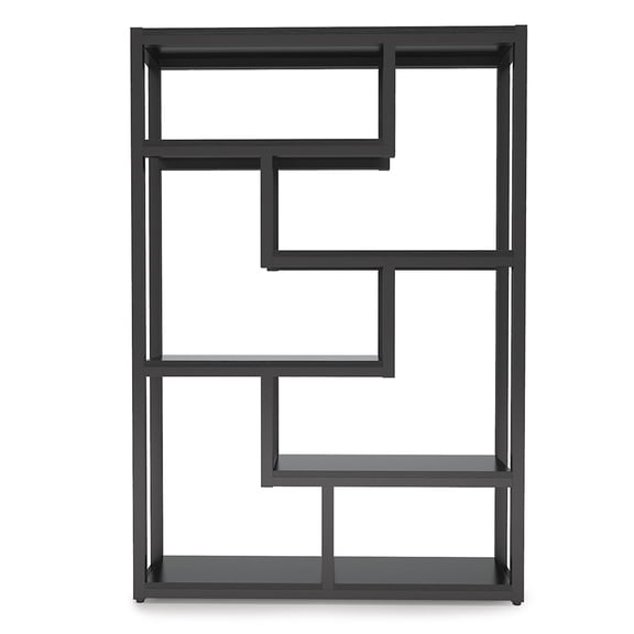 Canddidliike 6-Tier Bookshelf, 69" Industrial Etagere Bookcase with Staggered Shelves, Bookshelf for Indoor as Home, Black