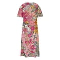 thumbnail image 4 of Sexlip Womens Boho Dress Short Sleeve Mixed Print Design Soft Fabric Relaxed Silhouette for Outdoor Activities Pink XL, 4 of 5