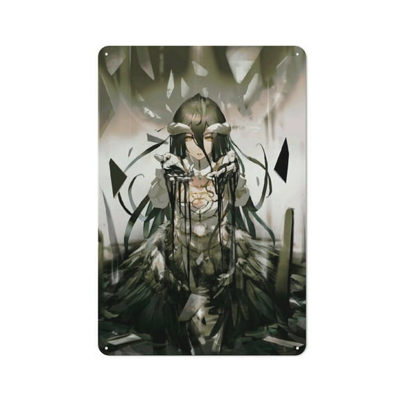 Overlord - Albedo Hanging Picture Tin Hanging Picture Wall Poster Metal Painting Creativity Poster Home Decor Painting Anime Goods Gift 30x20cm