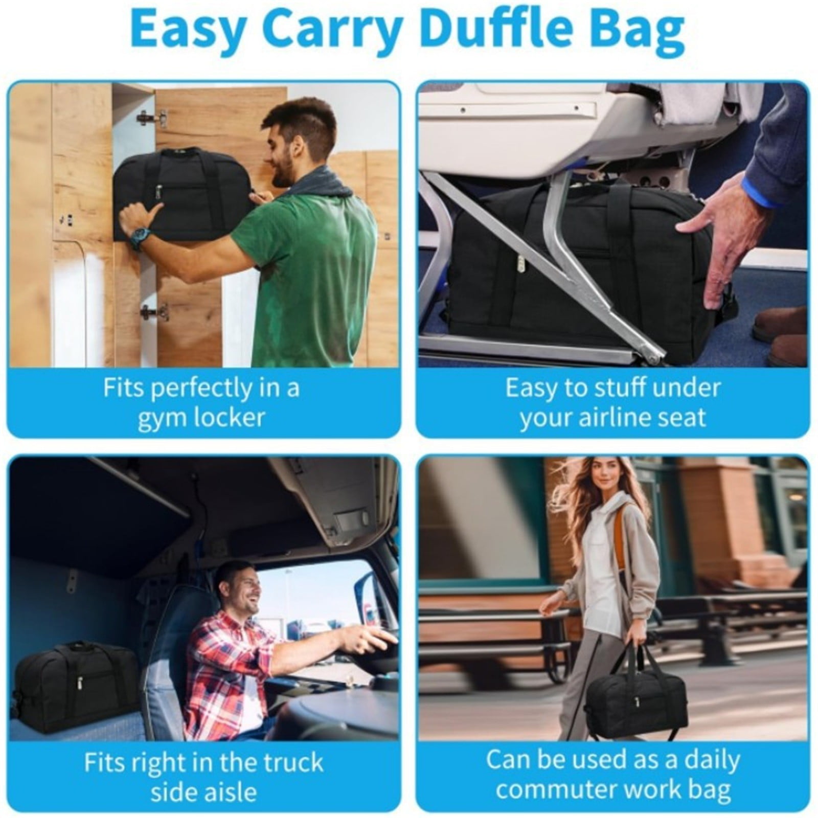 Mini Duffel Bag 14 Inch - Small Gym Bag for Women & Men - Compact Carry On Luggage That Fits Under Airplane Seat - Lightweight Travel Bag for Sports & Weekend Trips