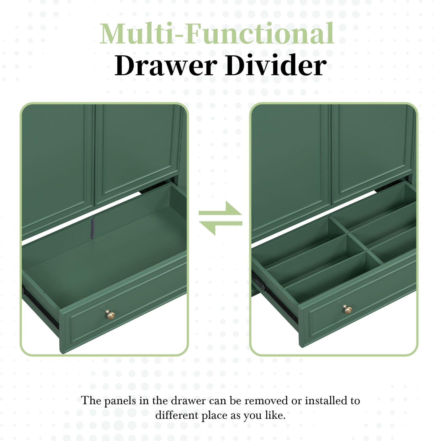 30" Bathroom Vanity Without Sink, Free Standing Wooden Bathroom Cabinet with Doors and Drawer, Multi-functional Under Sink  Storage Cabinet, Dark Green