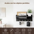 thumbnail image 2 of Portallaves de Pared Moderno con 6 Ganchos, Organizador de Correo y Perchero | Para Periódicos, Llaves, Paraguas, Gafas y Más (Negro), 2 of 4